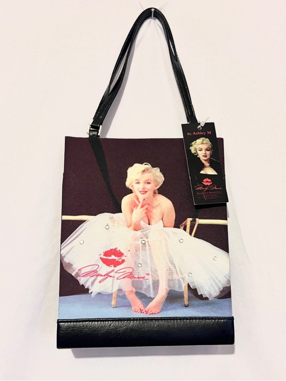 Ashley By 26 International Black Tote Bag with Marilyn Print